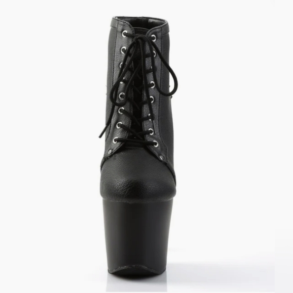 Pleaser Black Spiked Leather Stilettos - Picture 6 of 16